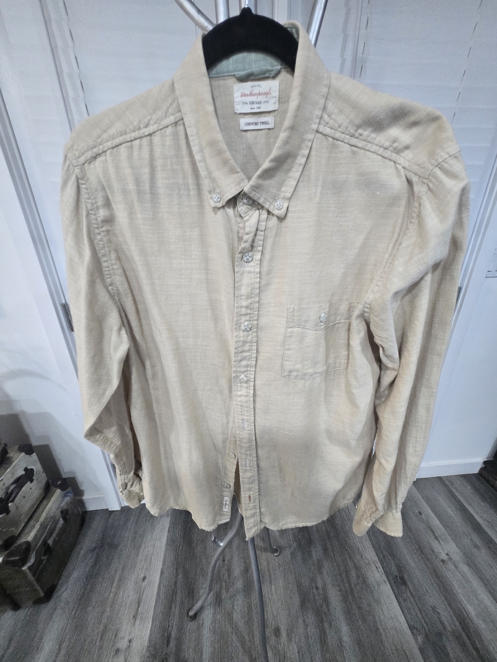 Weatherproof Vintage Beige Button-Down Casual Shirt
